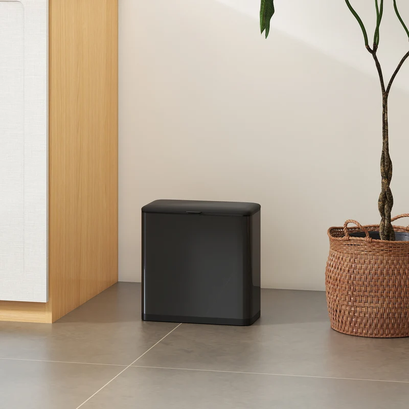 Pattumiera 29,7x17,4x30 cm Capienza da 8L con Coperchio e Secchio Interno Rimovibile in Acciaio Inox Nero