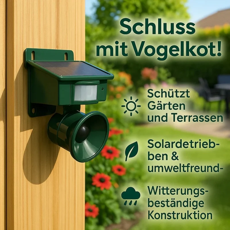 Vogelafschrik Apparaat – Bewegingssensor, Zonne-energie & Weerbestendig Design