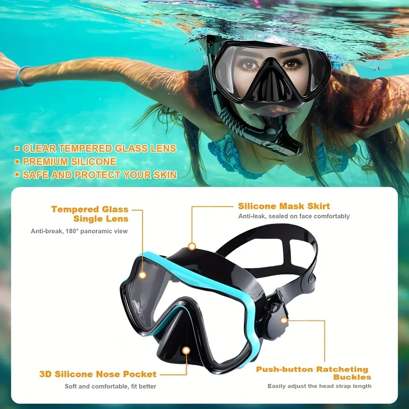 Professionele Snorkelset – Panoramisch Zicht, Gehard Glas & Comfortabele Pasvorm