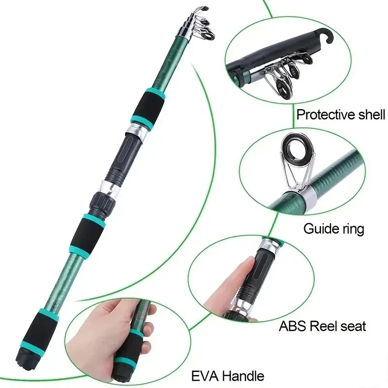 Telescopische Hengelset – Inclusief Molen, Aashaken & Compact Reisontwerp