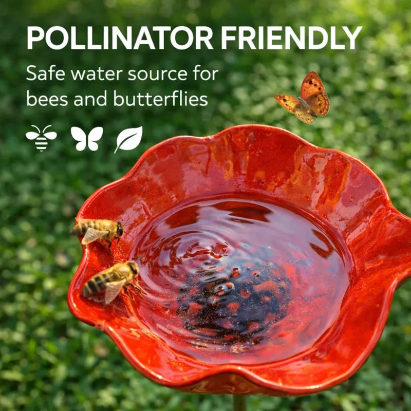 Metalen Tuinsteker met Vogelbad – Bloemvormig Waterstation voor Tuin en Balkon