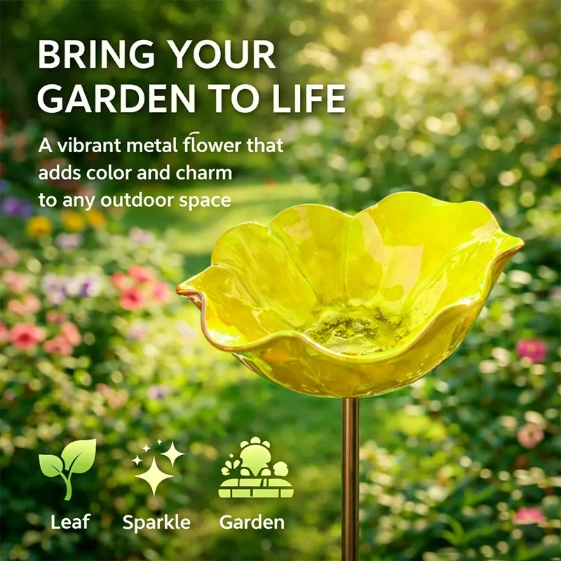 Metalen Tuinsteker met Vogelbad – Bloemvormig Waterstation voor Tuin en Balkon