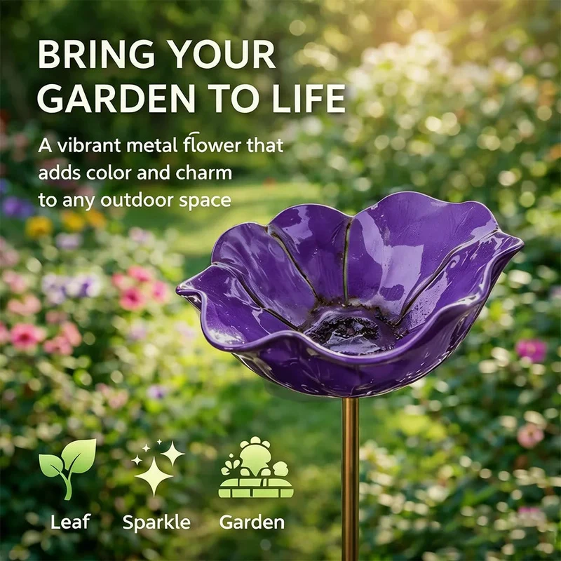 Metalen Tuinsteker met Vogelbad – Bloemvormig Waterstation voor Tuin en Balkon