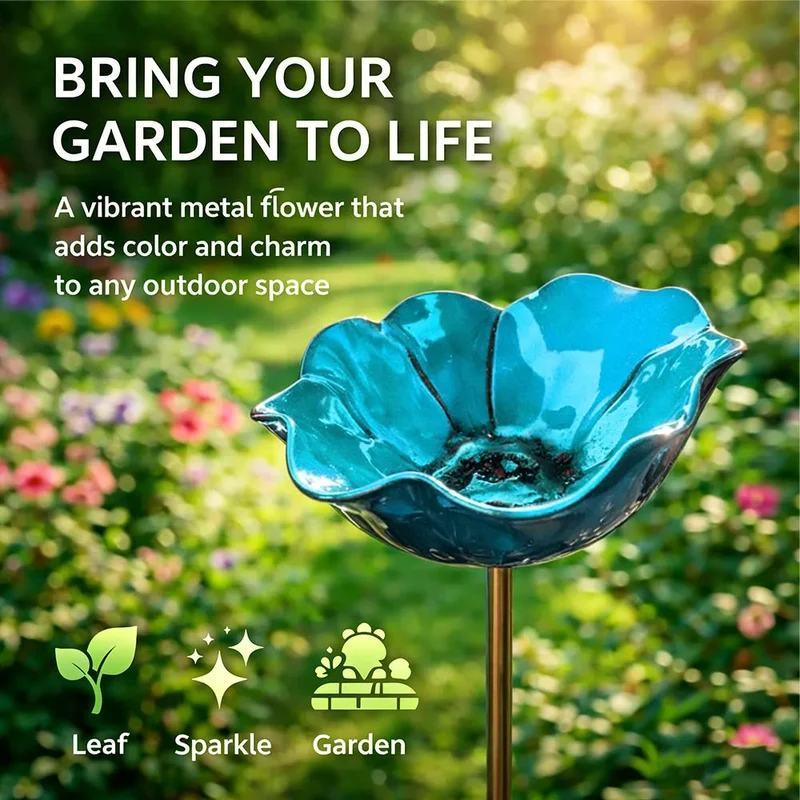 Metalen Tuinsteker met Vogelbad – Bloemvormig Waterstation voor Tuin en Balkon