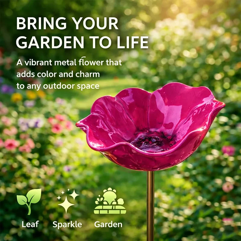 Metalen Tuinsteker met Vogelbad – Bloemvormig Waterstation voor Tuin en Balkon