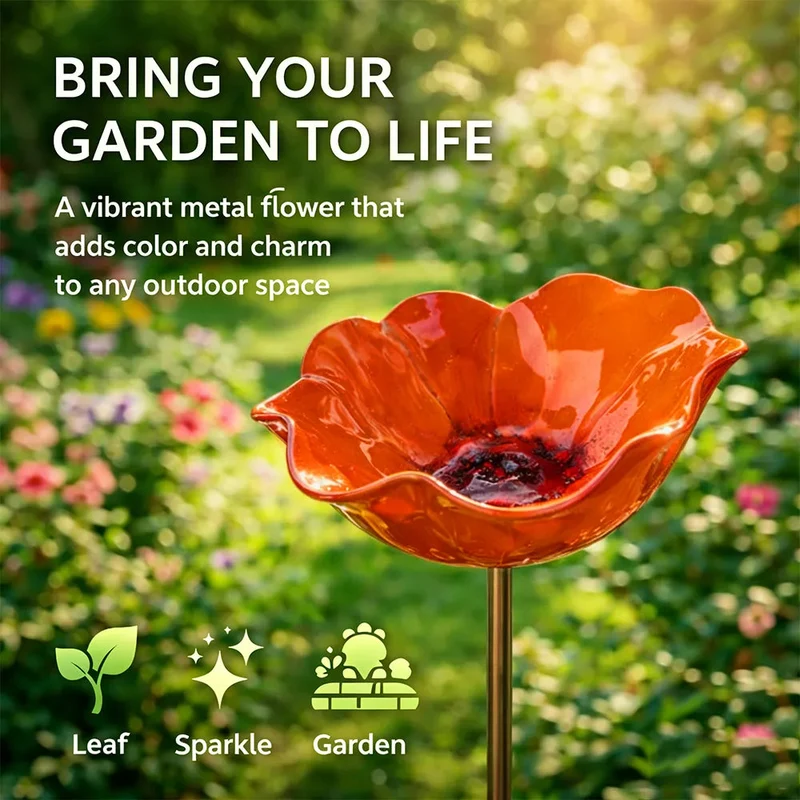 Metalen Tuinsteker met Vogelbad – Bloemvormig Waterstation voor Tuin en Balkon