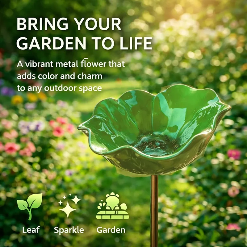 Metalen Tuinsteker met Vogelbad – Bloemvormig Waterstation voor Tuin en Balkon