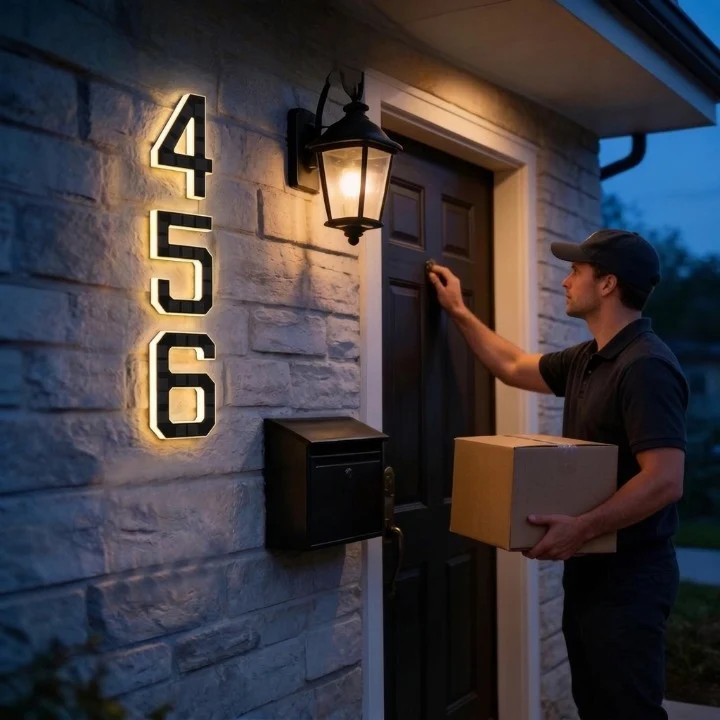 Verlicht Huisnummerbord – Zonne-energie, Automatische LED & Weerbestendig