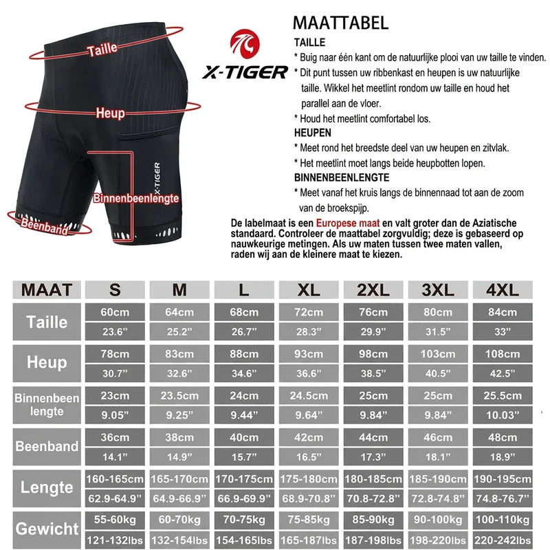 Fietsbroek Heren – 5D gel zeem wielrenbroek met telefoonzak en reflectie