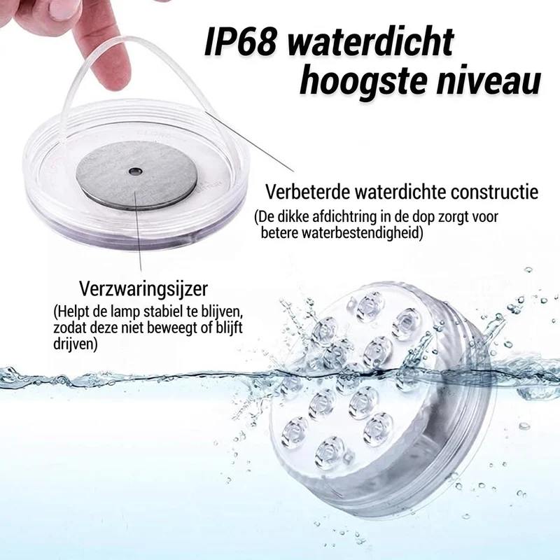 Waterdichte LED Verlichting – IP68 RGB zwembadlamp met 16 kleuren en afstandsbediening