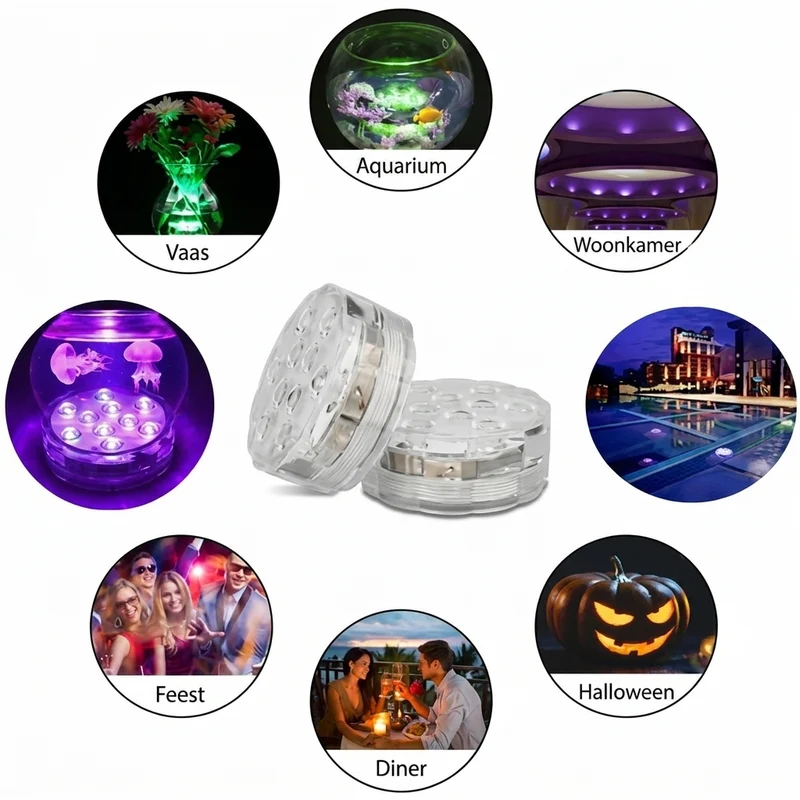 Waterdichte LED Verlichting – IP68 RGB zwembadlamp met 16 kleuren en afstandsbediening