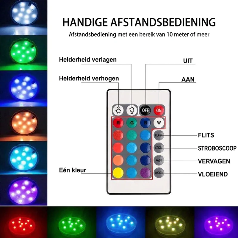 Waterdichte LED Verlichting – IP68 RGB zwembadlamp met 16 kleuren en afstandsbediening