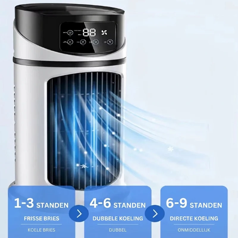Mini Luchtkoeler – compacte aircooler met waterkoeling en 6-uurs timer