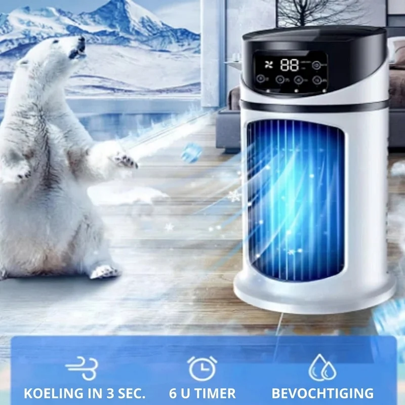 Mini Luchtkoeler – compacte aircooler met waterkoeling en 6-uurs timer