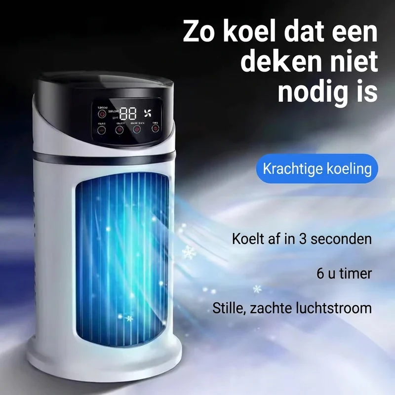 Mini Luchtkoeler – compacte aircooler met waterkoeling en 6-uurs timer