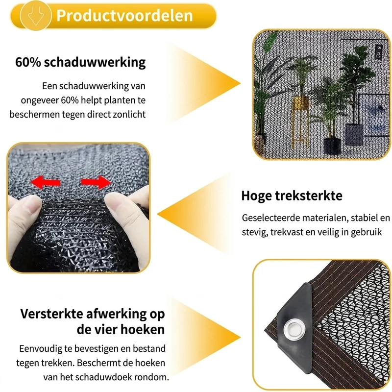 Schaduwnet – rechthoekig schaduwdoek met UV-bescherming voor tuin en terras