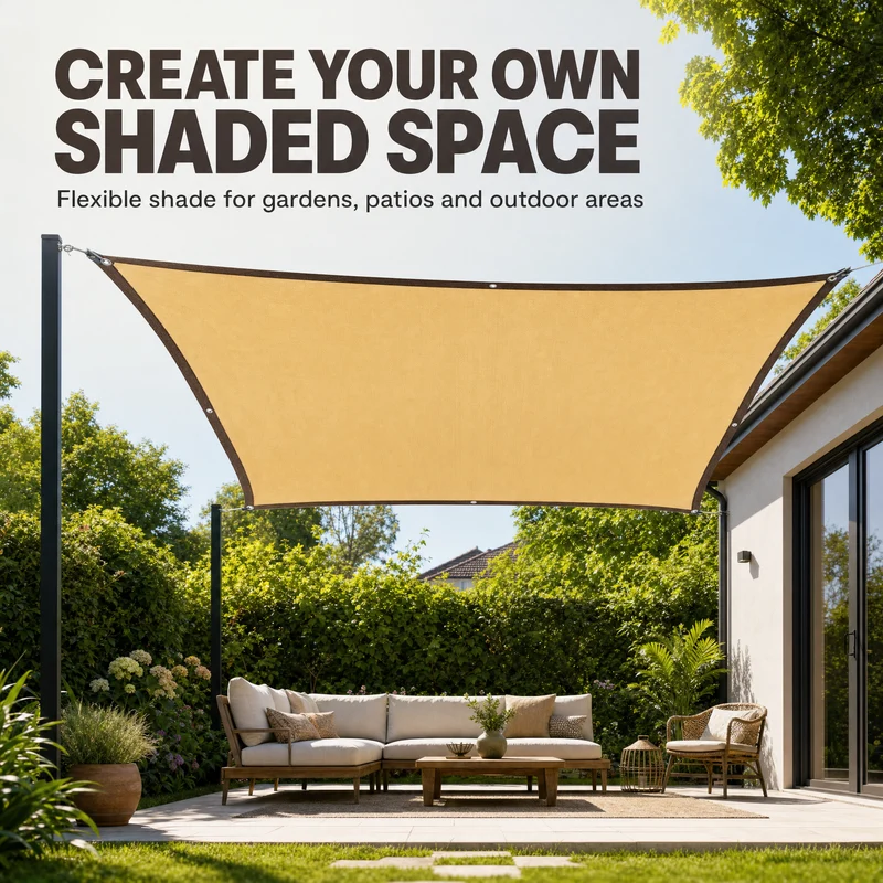 Schaduwdoek Rechthoekig – HDPE zonnedoek met UV-bescherming voor tuin en terras