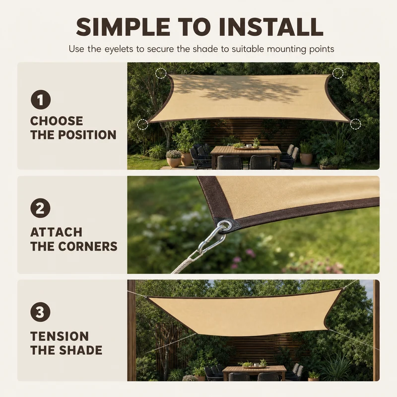 Schaduwdoek Rechthoekig – HDPE zonnedoek met UV-bescherming voor tuin en terras