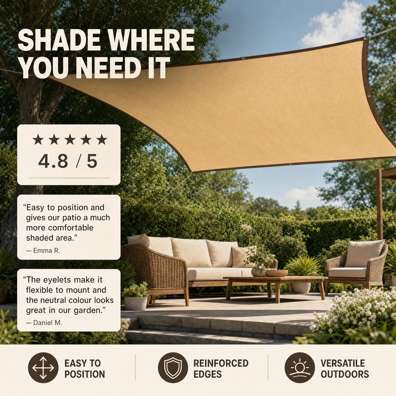 Schaduwdoek Rechthoekig – HDPE zonnedoek met UV-bescherming voor tuin en terras