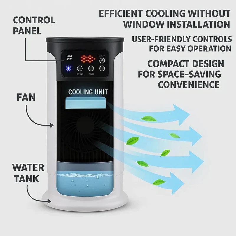 Mobiele Airco Zonder Afvoerslang – aircooler met waterreservoir en timer