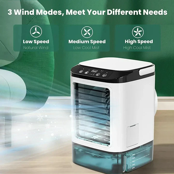 Mobiele Airco – aircooler met 900 ml watertank, 3 standen en nachtlampje