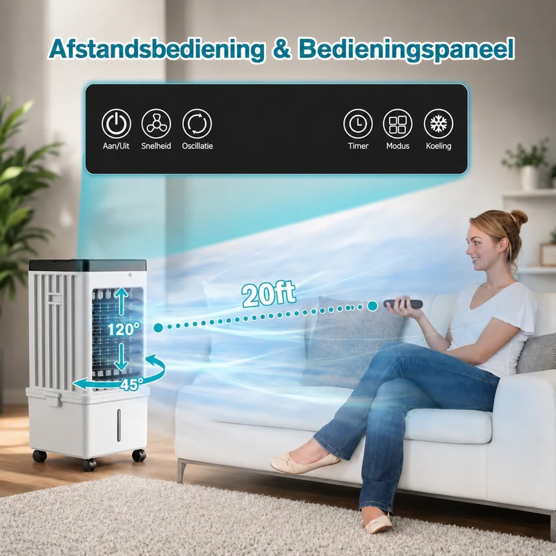 Mobiele Luchtkoeler – zonder afvoerslang met ice packs en 3 standen