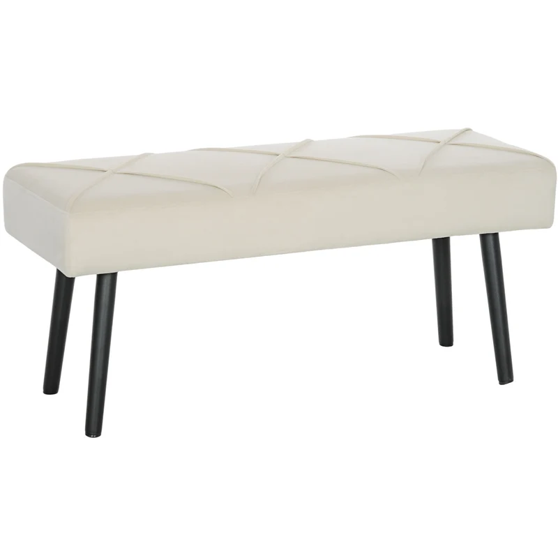 Panca Imbottita per Ingresso e Soggiorno 100x36x45 cm con Gambe in Acciaio in Velluto Crema