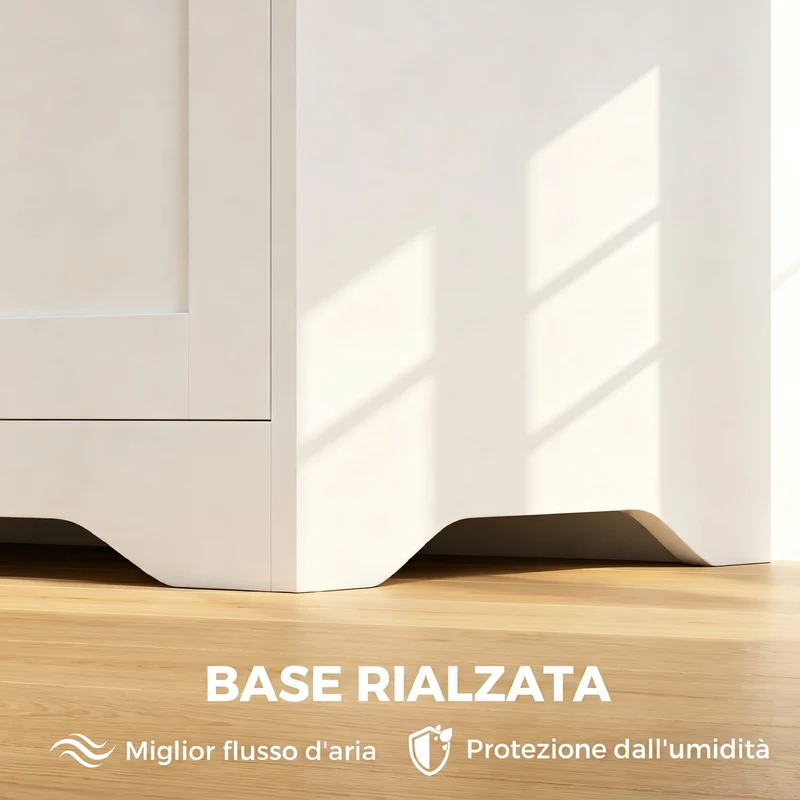 Panca Contenitore 80x40x45 cm con Apertura a Ribalta e Cerniere di Sicurezza in Legno Ingegnerizzato Bianco