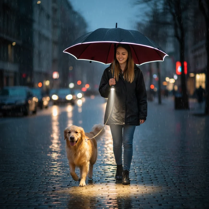 Sturmfester Regenschirm mit Licht | LumBrella