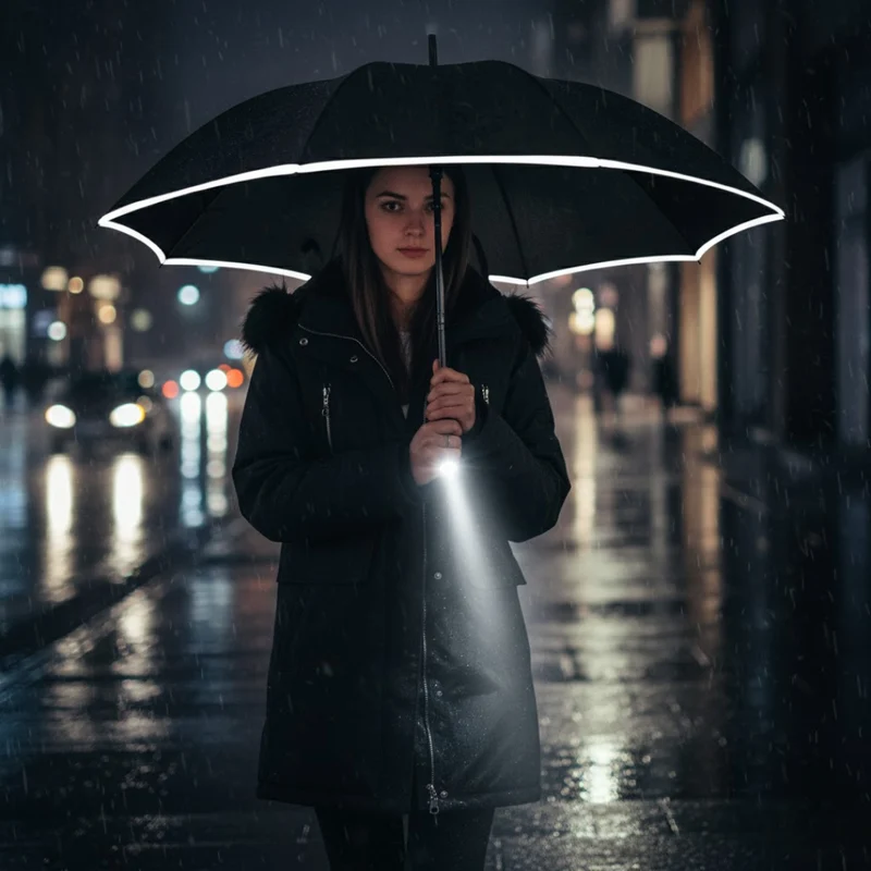 Sturmfester Regenschirm mit Licht | LumBrella
