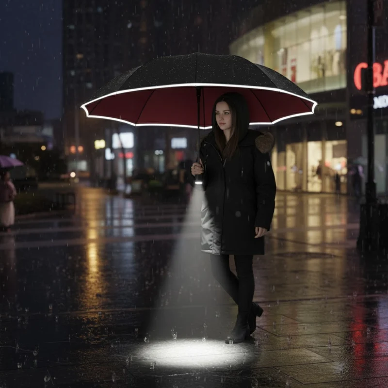 Sturmfester Regenschirm mit Licht | LumBrella