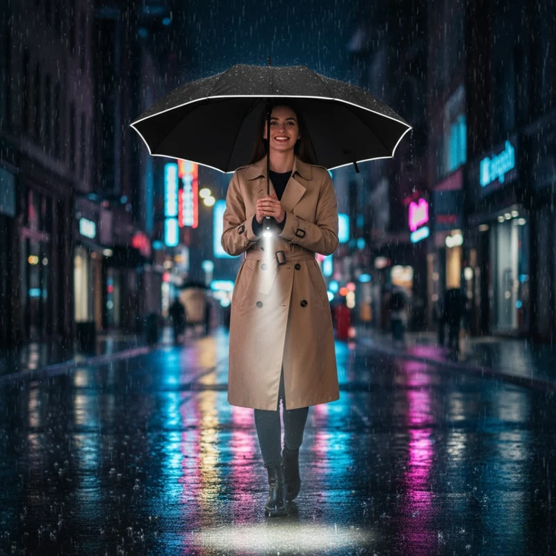 Sturmfester Regenschirm mit Licht | LumBrella