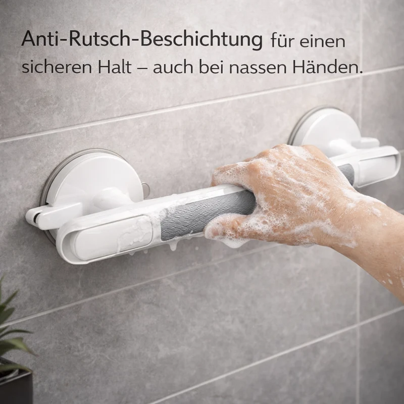 Haltegriff für Dusche, Badewanne oder Toilette | Saugnapf Griff für Senioren ohne Bohren | SeniGrip