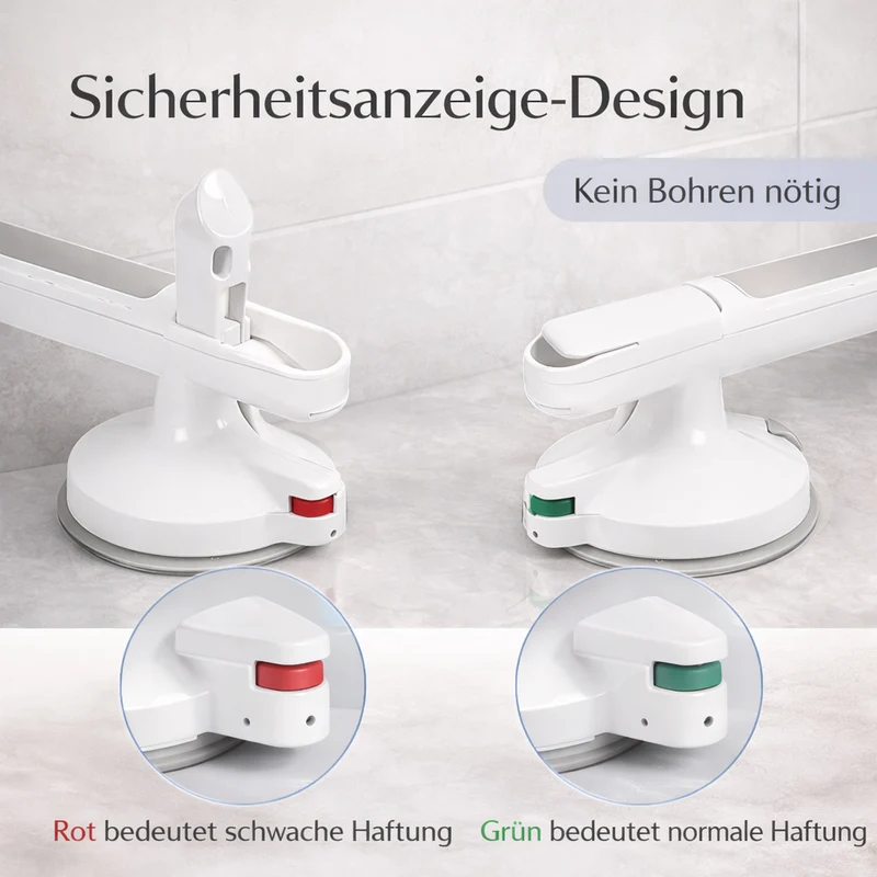 Haltegriff für Dusche, Badewanne oder Toilette | Saugnapf Griff für Senioren ohne Bohren | SeniGrip