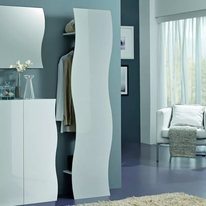 Appendiabiti Moderno Onda - Bianco Lucido, Made in Italy