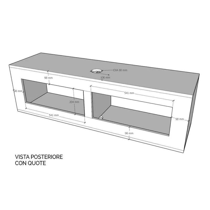 Itamoby Pensile TV Ribalta con passa cavi L.133,6 - L.173,6 H.40 P.39,2