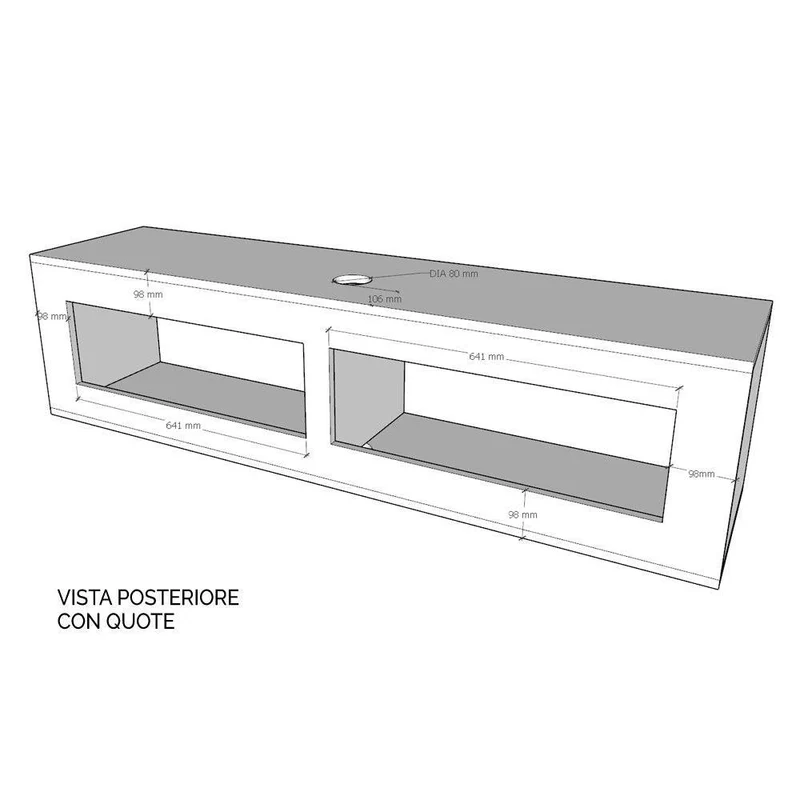 Itamoby Pensile TV Ribalta con passa cavi L.133,6 - L.173,6 H.40 P.39,2
