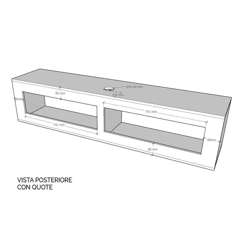 Itamoby Pensile TV Ribalta con passa cavi L.133,6 - L.173,6 H.40 P.39,2