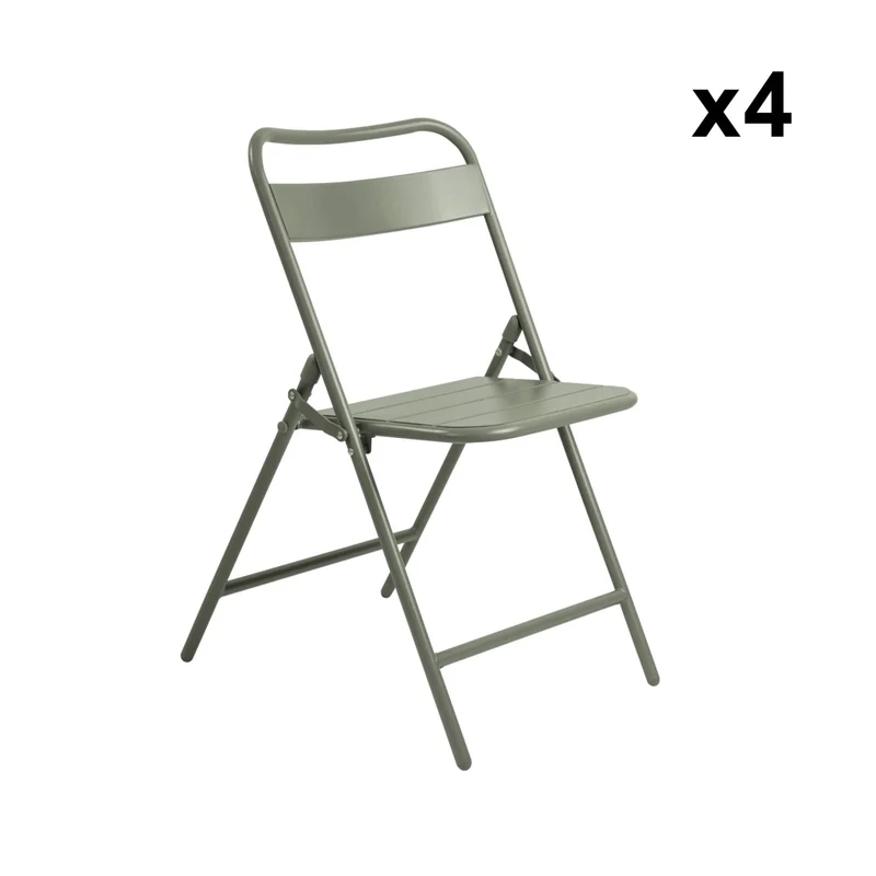 Set tavolo da giardino bistrot pieghevole in acciaio con 4 sedie,