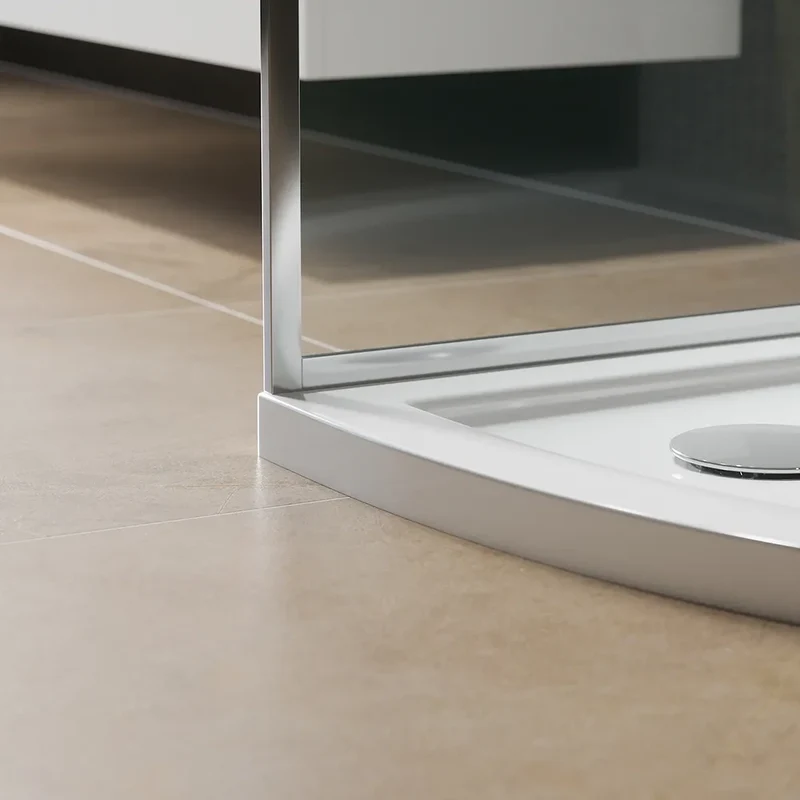 Piatto doccia semicircolare 90x90 cm bianco lucido bordato in acrilico rinforzato | Asteios