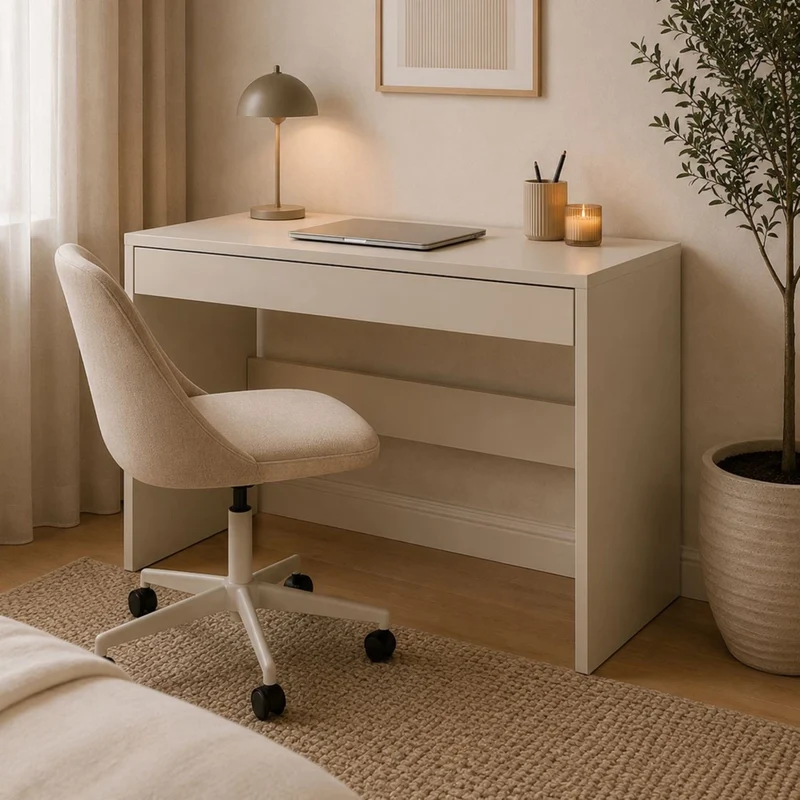 Linomoni, Scrivania un Cassetto, 100x50x77h cm Beige