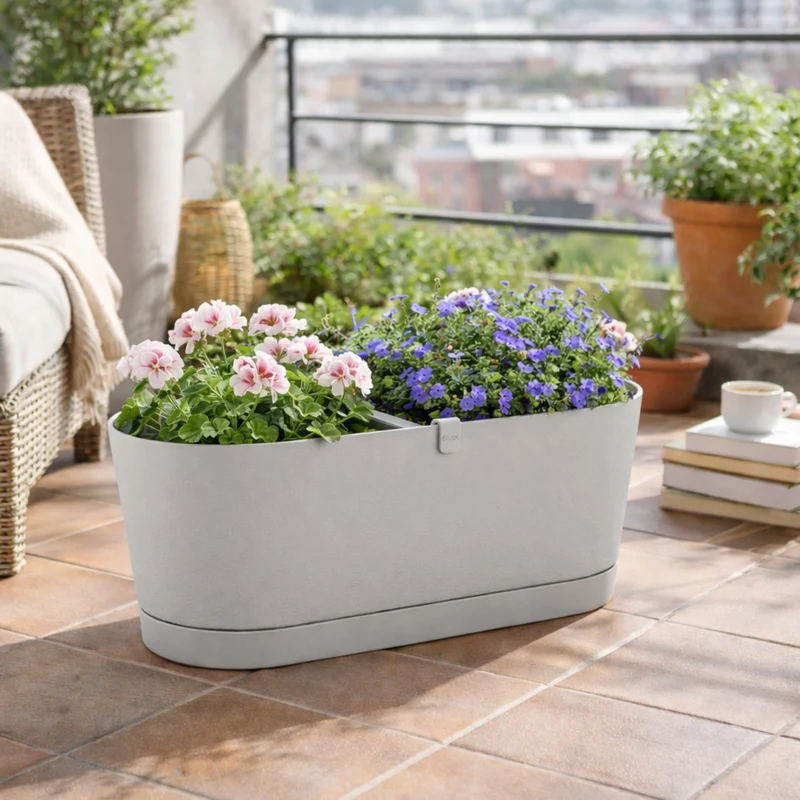 Balconiera Ovale Vega Grigio Chiaro 40 Cm