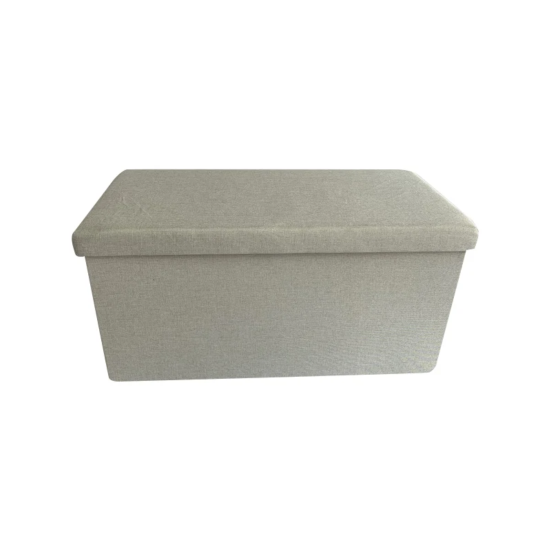 Pouf Contenitore Tes In Tessuto Ecru 76x38x38cm