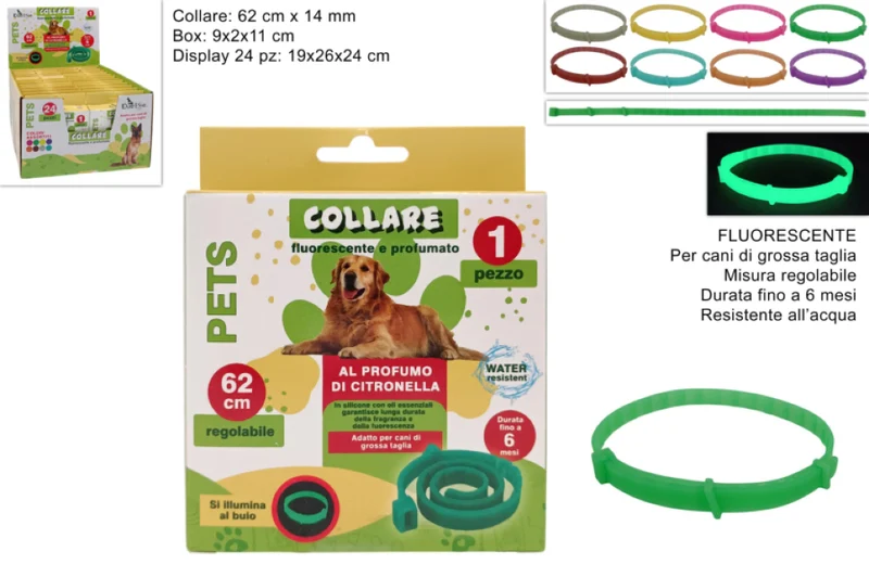 Collare Alla Citronella Per Cani Fluo L.62 Cm