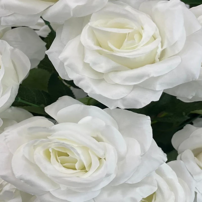 Pianta Composizione Artificiale Rose Bianche 120cm