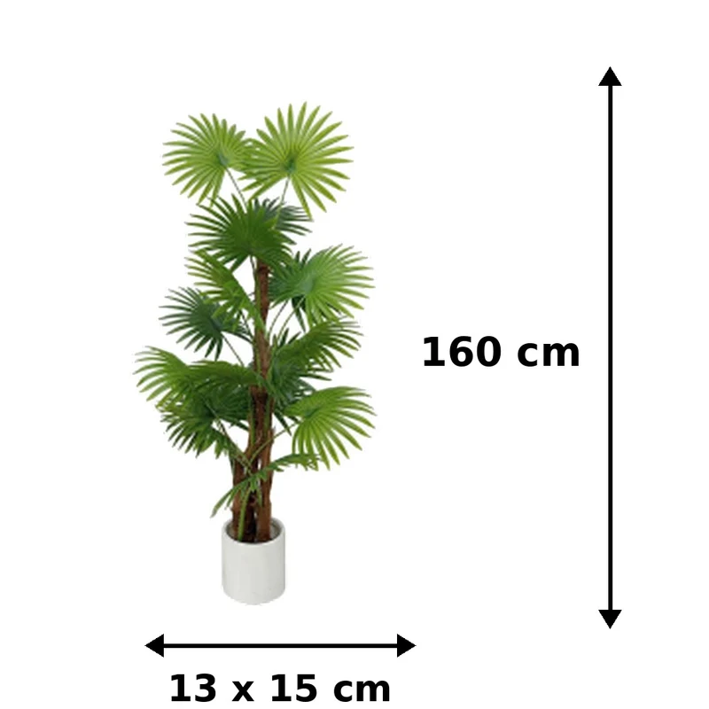 Pianta Artificiale Palma A Ventaglio 3 Rami 160 Cm
