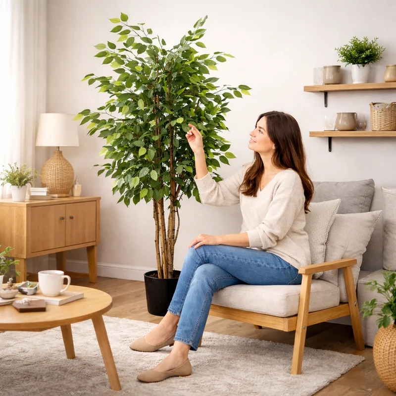 Pianta Artificiale Ficus Banyan 2 Rami 160 Cm