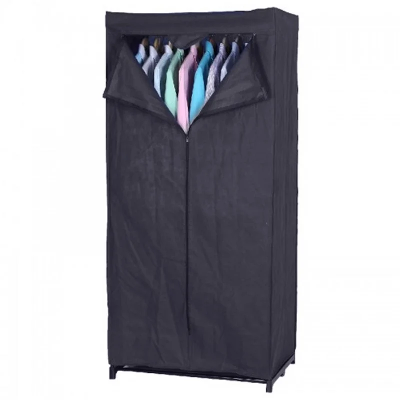 Armadio in Tessuto TNT Guardaroba Asta Appendiabiti Campeggio 75x50x160cm Grigio