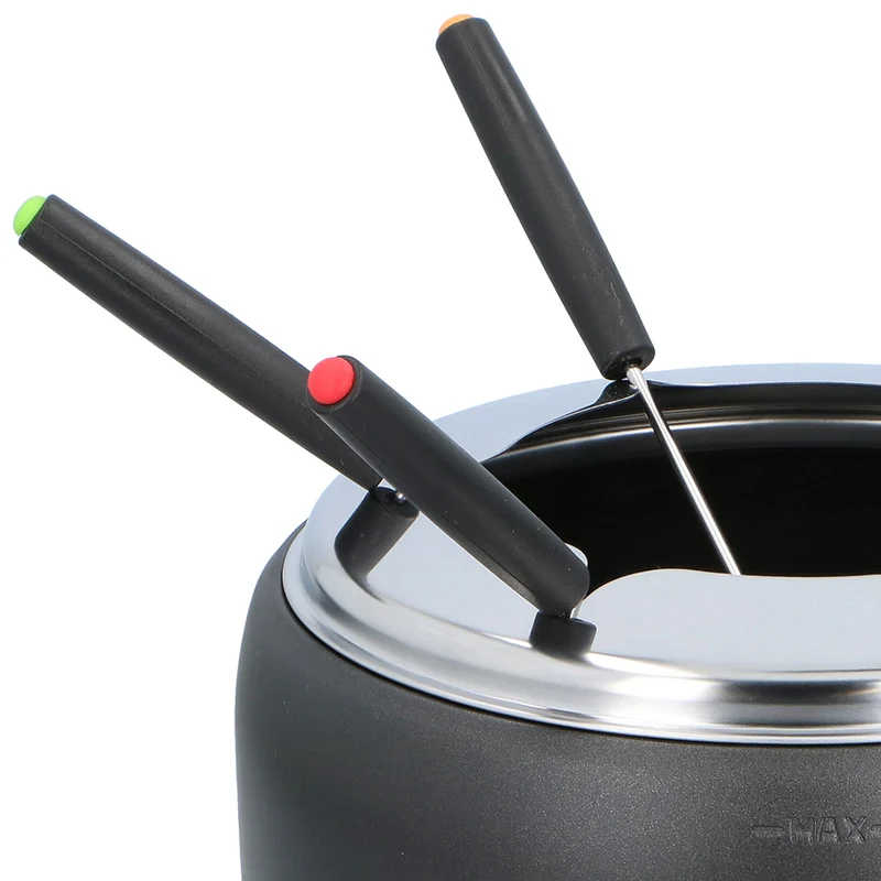 Set per Fonduta per 6 Persone 800 Watt in Acciaio Inossidabile Sei Forchette
