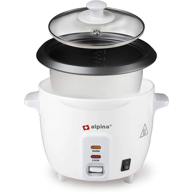 Cuociriso Elettrico 300W Vaporiera Cuoci Riso Risottiera a Vapore Alpina 0,6L